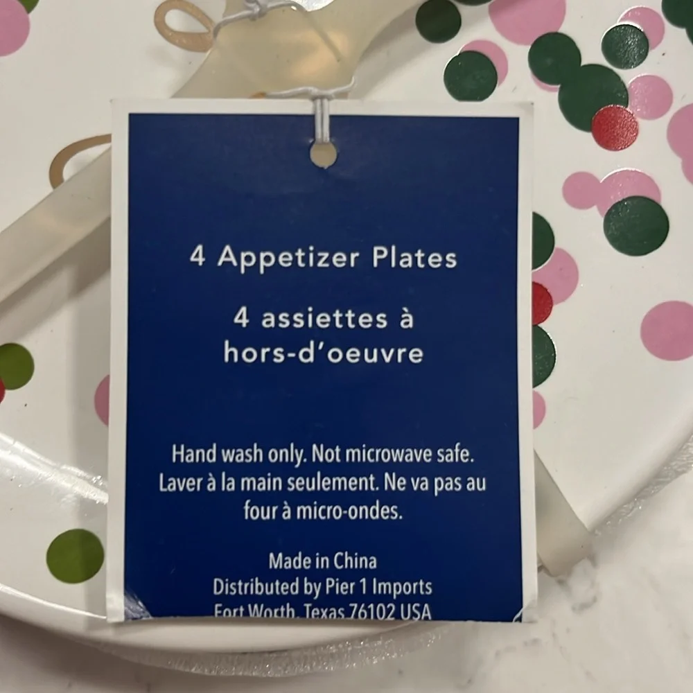 Pier 1 Imports Set of 4 Appetizer Plates Joy - Cheers- Celebrate - Gather